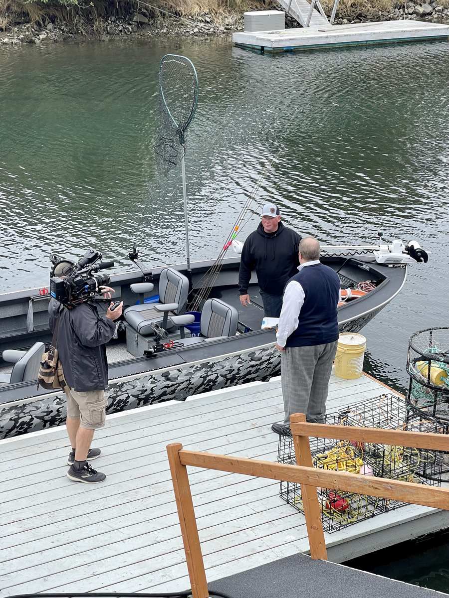 Film crew on the dock filming Keeping It Reel for Financing the American Dream